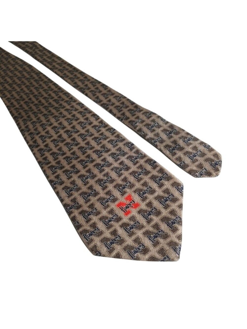 University Of Nebraska Huskers Black Beige Pattern Logo Tie RM Sports Football 0
